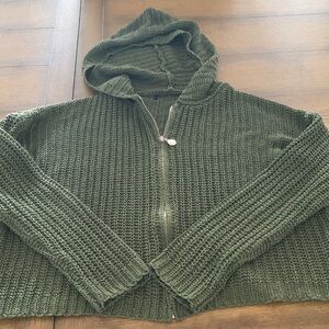 Green Knit Hooded Sweater